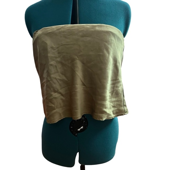 Reformation Green Silk Classy Old Money Strapless Crop Top H - Picture 1 of 3